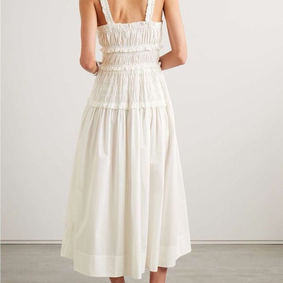 DÔEN Marianne Shirred Organic Cotton-Poplin Midi Dress. Size M. NWOT - Picture 3 of 9